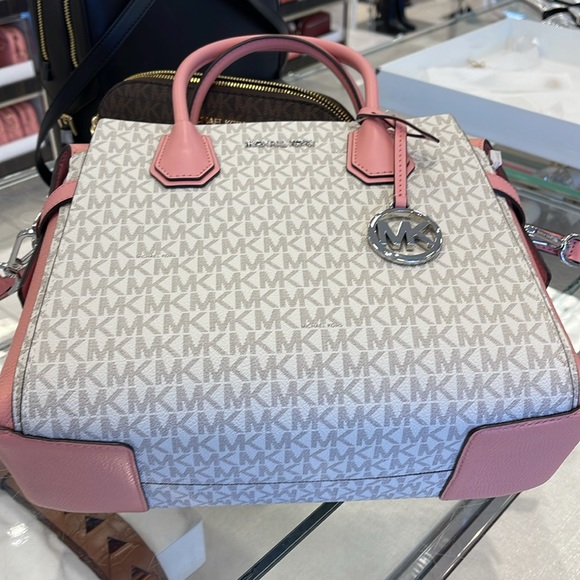 MICHAEL KORS
 Mercer Medium Logo and Leather Belted Satchel
Primrose Multi 
NWT - Picture 11 of 16